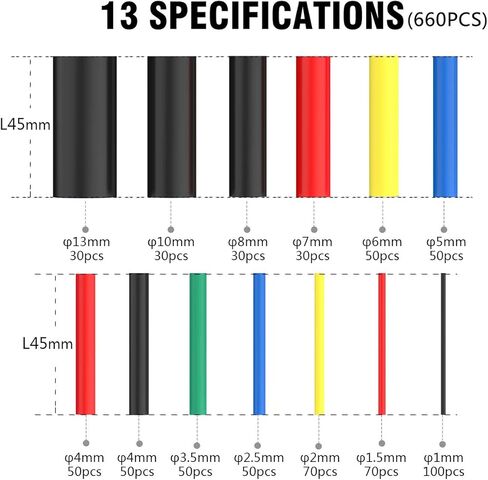 موصلات اسلاك لحام وانابيب تنكمش بالحرارة - أطراف كهربائية معزولة مقاومة للماء وانابيب لف تنكمش مع حافظة 800 قطعة - انابيب ووصلات لحام سوبوبي 326 in Kuwait
