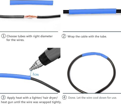 موصلات اسلاك لحام وانابيب تنكمش بالحرارة - أطراف كهربائية معزولة مقاومة للماء وانابيب لف تنكمش مع حافظة 800 قطعة - انابيب ووصلات لحام سوبوبي 326 in Kuwait