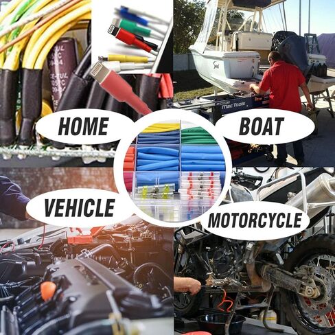 موصلات اسلاك لحام وانابيب تنكمش بالحرارة - أطراف كهربائية معزولة مقاومة للماء وانابيب لف تنكمش مع حافظة 800 قطعة - انابيب ووصلات لحام سوبوبي 326 in Kuwait