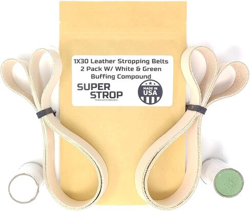 1X30 Leather Honing Polishing Belts 2 Pack with White & Green Buffing Compounds in Saudi Arabia