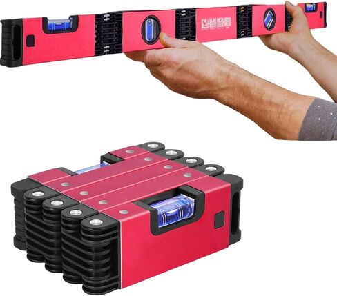 QYTOOL 28'' Folding Level, 5 Sections Multifunctional Level with Easy-Read 45°/90°/180° Level Bubbles, Measurement Tools for Carpenters Woodworkers Homes, Magnetic Level in Saudi Arabia