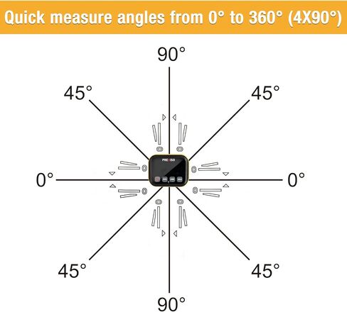 بريكسيسو مقياس زاوية مغناطيسي، مكتشف زاوية - رقمي الكتروني لمستوى المنقل، مقياس ميل مكعب زاوية للنجارة ومنشار الطاولة والبناء والبناء والآلات، شاشة باضاءة خلفية ساطعة 0-360 درجة in Kuwait