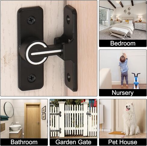 مزلاج قفل باب الحظيرة من uxcell، أقفال باب الحظيرة المنزلقة بزاوية 90 درجة، أجهزة مزلاج أقفال باب الحظيرة، أقفال باب قابلة للطي للحظيرة، البوابة، الحديقة، الخزانة، النافذة، أسود مضيء in Kuwait