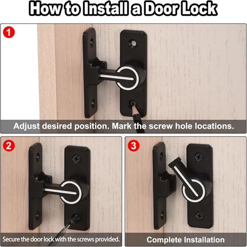 مزلاج قفل باب الحظيرة من uxcell، أقفال باب الحظيرة المنزلقة بزاوية 90 درجة، أجهزة مزلاج أقفال باب الحظيرة، أقفال باب قابلة للطي للحظيرة، البوابة، الحديقة، الخزانة، النافذة، أسود مضيء in Kuwait