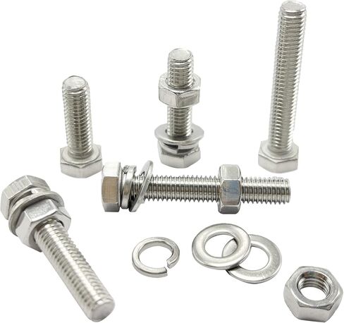 ECKJ M3 مسامير رأس سداسية من الفولاذ المقاوم للصدأ وصواميل وصواميل وغسالات زنبركية مسطحة مجموعة متنوعة 400 قطعة (100 مجموعة) براغي غطاء سداسية مترية، ملولبة بالكامل، محرك سداسي خارجي 4 أطوال (16/20/25/30 مم) in Kuwait