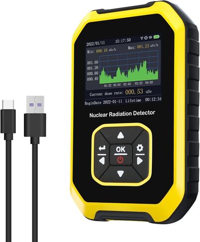 Geiger Counter Nuclear Radiation Detector Radiation Monitor Meter Dosage Alarm Mode Light/Vibration/Sound Dosimeter Rechargeable Beta Gamma X-ray Portable, 5 Dosage Units Switched in Saudi Arabia