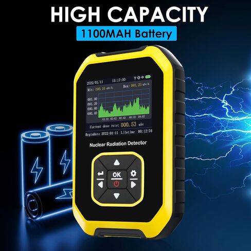 Geiger Counter Nuclear Radiation Detector Radiation Monitor Meter Dosage Alarm Mode Light/Vibration/Sound Dosimeter Rechargeable Beta Gamma X-ray Portable, 5 Dosage Units Switched in Saudi Arabia