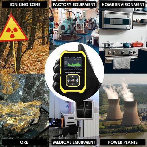 Geiger Counter Nuclear Radiation Detector Radiation Monitor Meter Dosage Alarm Mode Light/Vibration/Sound Dosimeter Rechargeable Beta Gamma X-ray Portable, 5 Dosage Units Switched in Saudi Arabia