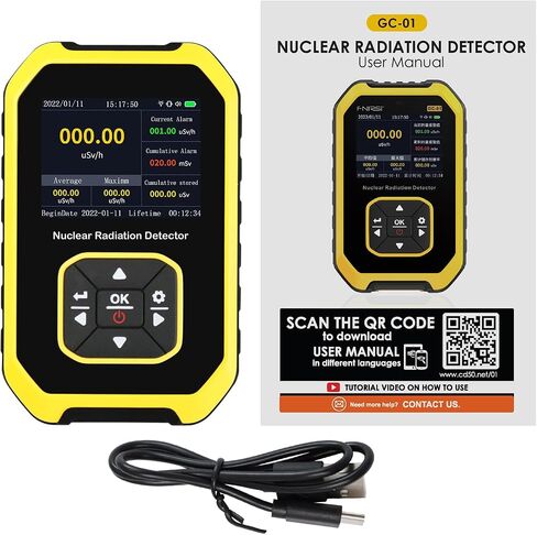 Geiger Counter Nuclear Radiation Detector Radiation Monitor Meter Dosage Alarm Mode Light/Vibration/Sound Dosimeter Rechargeable Beta Gamma X-ray Portable, 5 Dosage Units Switched in Saudi Arabia