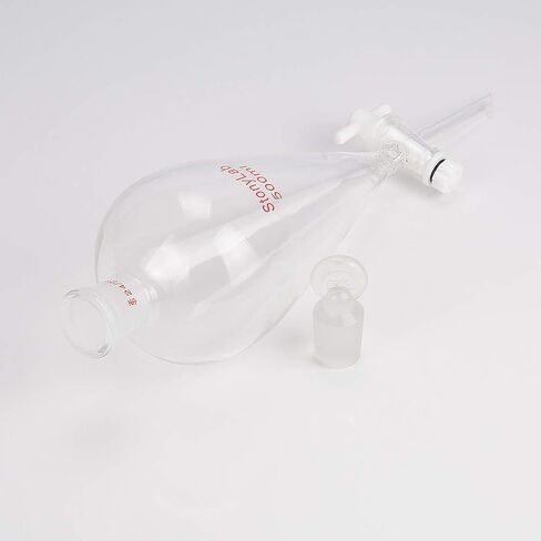 StonyLab PTFE Stopcock Separatory Funnel 500ml, Borosilicate Glass Heavy Wall Conical Pear-Shaped Separatory Funnel Separation Funnel with 24/29 Joint in Kuwait