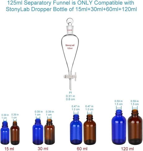 StonyLab PTFE Stopcock Separatory Funnel 500ml, Borosilicate Glass Heavy Wall Conical Pear-Shaped Separatory Funnel Separation Funnel with 24/29 Joint in Kuwait