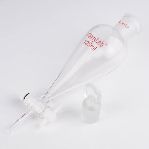 StonyLab PTFE Stopcock Separatory Funnel 500ml, Borosilicate Glass Heavy Wall Conical Pear-Shaped Separatory Funnel Separation Funnel with 24/29 Joint in Kuwait