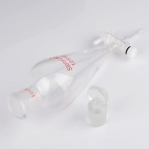 StonyLab PTFE Stopcock Separatory Funnel 500ml, Borosilicate Glass Heavy Wall Conical Pear-Shaped Separatory Funnel Separation Funnel with 24/29 Joint in Kuwait