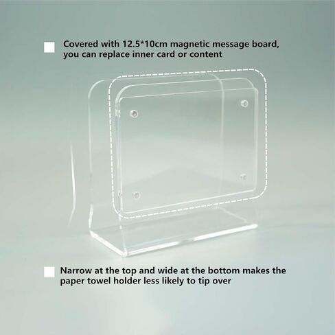 Acrylic Transparent Multifunction Tabletop Napkin Holder With Magnet Menu/Note Board For Table, Space Saving Tissue Dispenser in Saudi Arabia