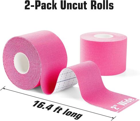 Kinesiology Tape (2/Pack) for Sports and Recovery, Water Resistant, Latex Free Premium Elastic Cotton Athletic Tape by Weltroice (2/Pack, 16.4FT Each, Black) in Saudi Arabia