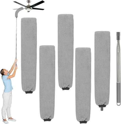 YYDSYCY Retractable Gap Dust Cleaner, Washable and Detachable 5pcs Microfiber Cloth Covers, Extension Stainless Steel Pole 16 to 90 Inches for Cleaning Under Appliances Furniture Couch Crevice Dust in Saudi Arabia