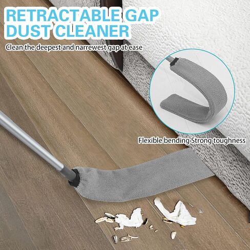 YYDSYCY Retractable Gap Dust Cleaner, Washable and Detachable 5pcs Microfiber Cloth Covers, Extension Stainless Steel Pole 16 to 90 Inches for Cleaning Under Appliances Furniture Couch Crevice Dust in Saudi Arabia
