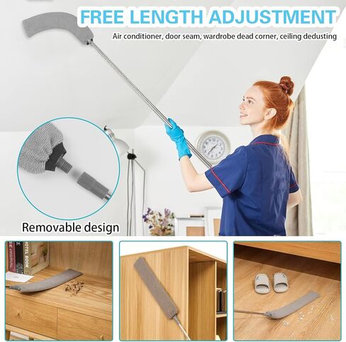 YYDSYCY Retractable Gap Dust Cleaner, Washable and Detachable 5pcs Microfiber Cloth Covers, Extension Stainless Steel Pole 16 to 90 Inches for Cleaning Under Appliances Furniture Couch Crevice Dust in Saudi Arabia