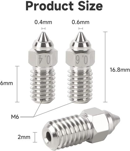 مجموعة فوهات الطابعات ثلاثية الأبعاد الرسمية Creality Ender 5 S1، مجموعة فوهات من سبائك النحاس مع قطعتين فوهة 0.4 مم و2 قطعة فوهة 0.6 مم لطابعة Ender 7 ثلاثية الأبعاد ومجموعة Spider 1.0 Hotend in Kuwait