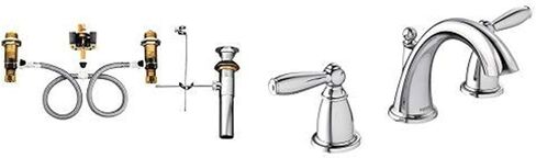 موين برانتفورد مجموعة أدوات تقليم صنبور حوض الحمام بمقبضين من النيكل المصقول، صنبور الحمام التقليدي لأحواض الاستحمام ذات الثلاث فتحات (يتطلب صمام)، T6620BN، 0.5 in Kuwait