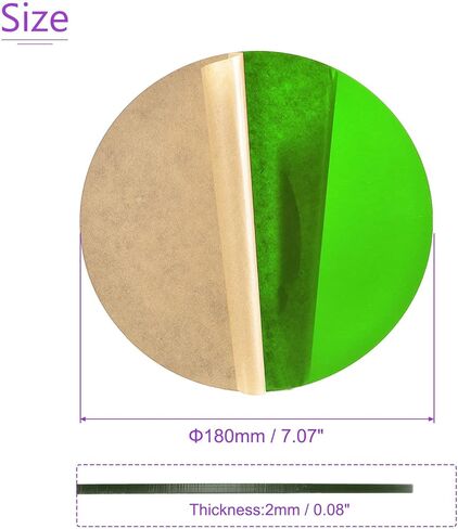 DMiotech 7 بوصة قطر 2 مم ورقة أكريليك سميكة دائرة دائرية قرص PMMA لوح أكريليك للحرف اليدوية DIY عرض مشروع تسجيل فارغ أخضر شفاف in Kuwait
