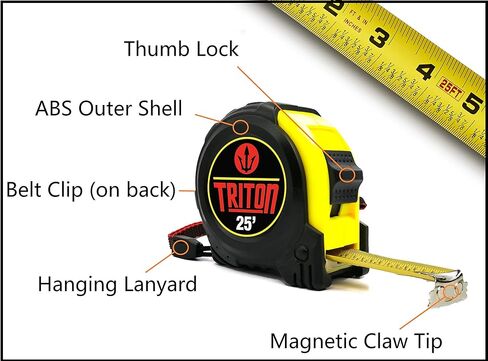 6 قطع - 25 قدم - شريط قياس تريتون مع طرف مخلب مغناطيسي in Kuwait