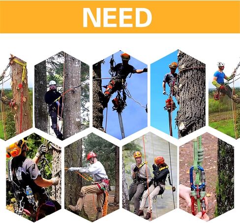معدات LIVOSA Arborist مقاس 1/2 بوصة × 10 أقدام من أسلاك الفولاذ الأساسية، حبل تسلق الأشجار، حبل تحديد موضع حزام تسلق الأشجار لحماية السقوط، متسلقي الأشجار in Kuwait