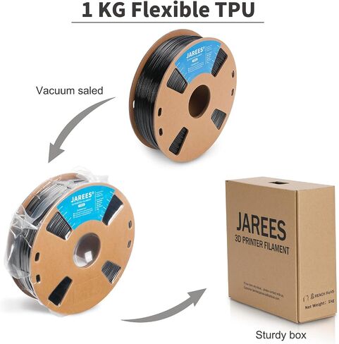 JAREES Petg Filament 1.75، متانة سوداء محسنة Petg فراغ مختومة، بكرة 3 كجم تلتصق جيدًا بخيوط طباعة ثلاثية الأبعاد خالية من التشابك، دقة الأبعاد 1.75 مم ± 0.02 مم تناسب معظم طابعات FDM in Kuwait