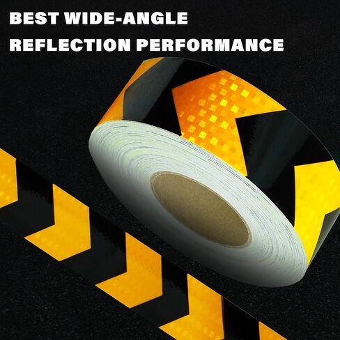 SWRT 2 Inch X 160 FT Reflective Tape Outdoor Waterproof Black & Yellow Reflective Tape Heavy Duty Strong Adhesive Hazard Caution Safety Warning Tape Reflector Conspicuity Tape for Trailer in Saudi Arabia