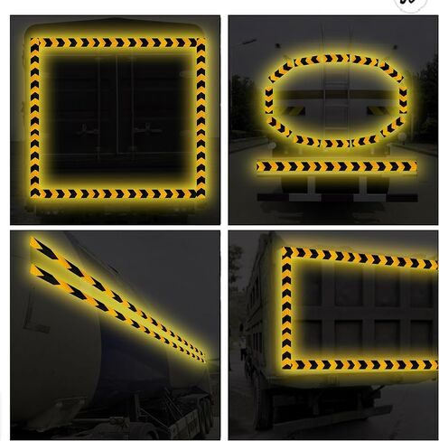 SWRT 2 Inch X 160 FT Reflective Tape Outdoor Waterproof Black & Yellow Reflective Tape Heavy Duty Strong Adhesive Hazard Caution Safety Warning Tape Reflector Conspicuity Tape for Trailer in Saudi Arabia