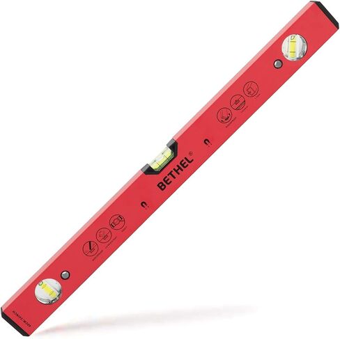 BETHEL Torpedo Level, 16" Magnetic Torpedo Spirit Level Tool with 3 Vials, 45°/90°/180°Degrees, Aluminum Shockproof Bubble Level, High Visibility Red Durable Measuring Leveler in Kuwait