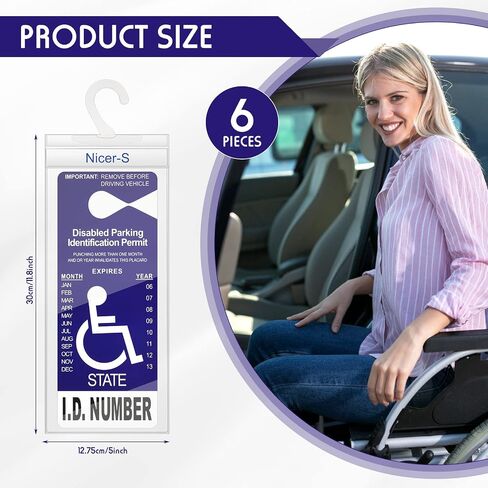 6 Pieces Handicap Parking Placard Holder Transparent PVC Disabled Parking Permit Placard Protectors 11.8 x 5 Inch Handicap Card Holder Placard Protective Holder Cover with Large Hanger (6 Pieces) in Saudi Arabia