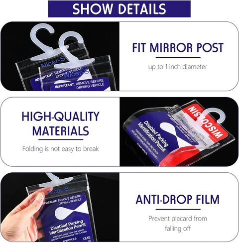 6 Pieces Handicap Parking Placard Holder Transparent PVC Disabled Parking Permit Placard Protectors 11.8 x 5 Inch Handicap Card Holder Placard Protective Holder Cover with Large Hanger (6 Pieces) in Saudi Arabia