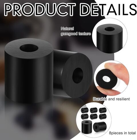Multi Purpose Rubber Spacer Black Rubber Bushings 3/4 Inch OD x 1/4 Inch ID x 3/4 Inch Grommets Rubber Washers for Vibration, Bolts, Home, Car Accessories (16 Pcs) in Saudi Arabia