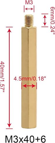 Augiimor 30 قطعة من الذكور إلى الإناث النحاس عرافة المواجهة M3 x 40 مللي متر + 6 مللي متر عمود النحاس سداسية ذكر أنثى الموضوع فاصل المواجهة المسمار للآلة الإلكترونية in Kuwait