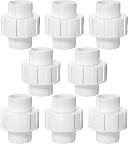 6PCS 1Inch PVC Union Coupling, Furniture Grade PVC Union Pipe Fittings with EPDM O-Ring, White Slip PVC Union Coupling Adapter Schedule 40 for Irrigation, Pool & Spa System, indoor Plumbing Project in Saudi Arabia