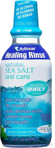 H2Ocean Healing Rinse العناية بالفم بملح البحر الطبيعي - شطف الفم للعناية بالفم - رائع للثقب والتهاب الحلق وصحة اللثة - غسول الفم الخالي من الكحول والفلورايد - ثلج الليمون، 16 أونصة in Kuwait