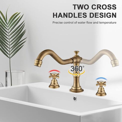 Votamuta الحمام بالوعة الحنفية النفط يفرك الحنفيات الحمام البرونزية لبالوعة 3 حفرة 8 بوصة 2 مقابض صنبور واسع النطاق لبالوعة الحمام الغرور صنبور مع تجاوز استنزاف المنبثقة وخطوط المياه in Kuwait