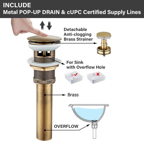 Votamuta الحمام بالوعة الحنفية النفط يفرك الحنفيات الحمام البرونزية لبالوعة 3 حفرة 8 بوصة 2 مقابض صنبور واسع النطاق لبالوعة الحمام الغرور صنبور مع تجاوز استنزاف المنبثقة وخطوط المياه in Kuwait