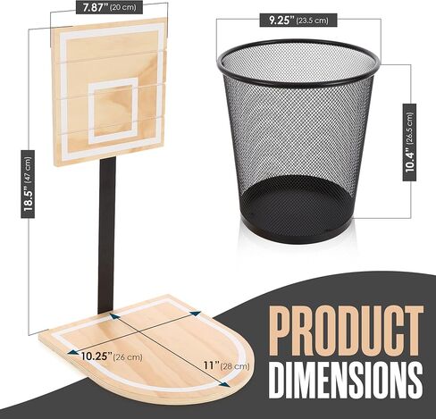سلة مهملات كرة السلة من هاوابلز، سلة مهملات دائرية، سلة مهملات كرة سلة المهملات، 19 بوصة × 10 بوصة، بني، خشب، سلة المهملات، سلات المهملات ذات حافة غرفة نوم الأولاد، غرفة الأطفال، لوحة خلفية صغيرة مع شبكة، أطواق هدف ورقية in Kuwait