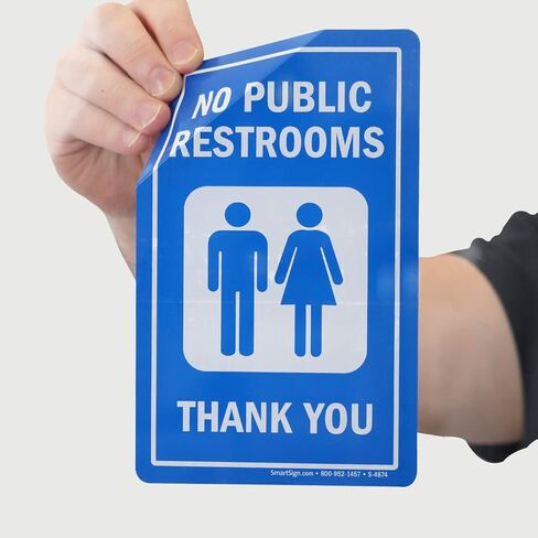 ملصق SmartSign "لا توجد حمامات عامة، شكرًا لك" للباب الزجاجي | بوليستر مقاس 8 × 5 بوصات in Kuwait