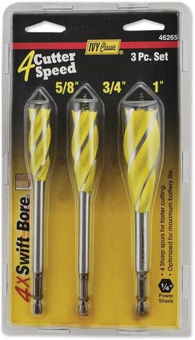 Ivy Classic 46262 1-1/2 x 6-1/4" Swift Bore 4-Cutter Auger Bit, 1/Card, 1-1/2 x 6-1/4" in Kuwait