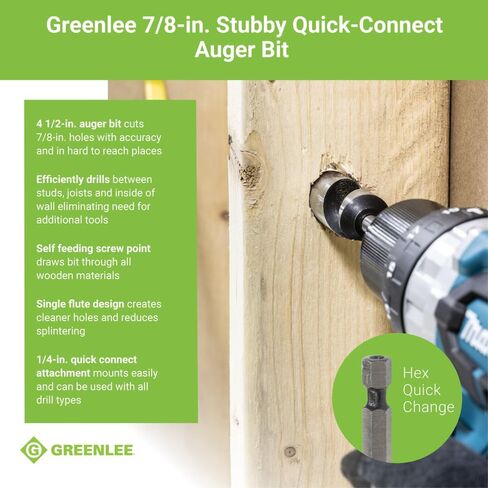 Greenlee - Bit، Auger، تغيير سريع 3/4A، صناعة الثقوب (60A-3/4) in Kuwait