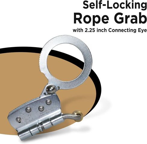 AFP Self-Locking Rope Grab with 2.25 inch Connecting Eye, Used with 5/8’’ Lifeline Rope, for Construction, Climbing, Fall-Protection, 310 lb. Capacity (OSHA/ANSI Compliant) Silver in Kuwait