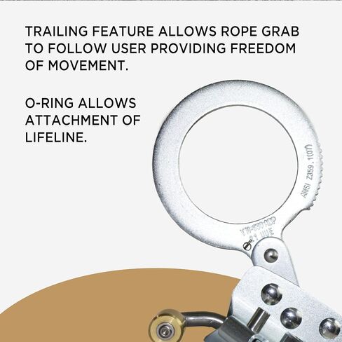 AFP Self-Locking Rope Grab with 2.25 inch Connecting Eye, Used with 5/8’’ Lifeline Rope, for Construction, Climbing, Fall-Protection, 310 lb. Capacity (OSHA/ANSI Compliant) Silver in Kuwait