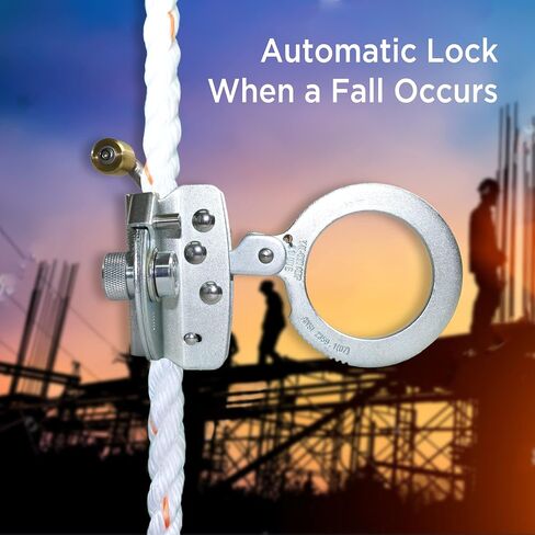 AFP Self-Locking Rope Grab with 2.25 inch Connecting Eye, Used with 5/8’’ Lifeline Rope, for Construction, Climbing, Fall-Protection, 310 lb. Capacity (OSHA/ANSI Compliant) Silver in Kuwait