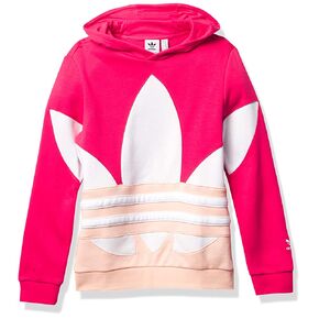 adidas Girl's Big Trefoil Hoodie (Toddler/Little Kids/Big Kids) Power Pink/Haze Coral/White LG (14 Big Kids) in Saudi Arabia