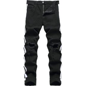 HuuPrr Men's Ripped Jeans Slim Fit Stretch Jeans Distressed Fashion Comfort Pants