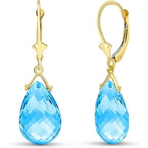 Galaxy Gold GG 10.2 Carat 14k Solid Gold Fortune Blue Topaz Earrings in Kuwait
