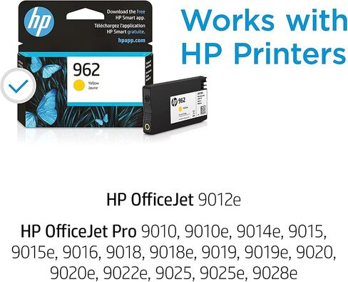 Original HP 962 Yellow Ink Cartridge | Works with HP OfficeJet 9010 Series, HP OfficeJet Pro 9010, 9020 Series | Eligible for Instant Ink | 3HZ98AN in Saudi Arabia